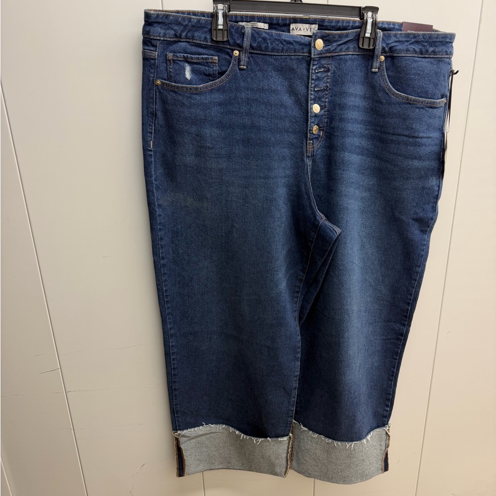 Ava & Viv Dark Indigo High-Rise Cuffed Jeans